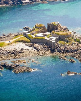 A fort on a rocky outcrop in the sea