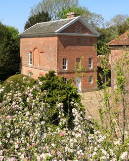 A tall Georgian building framed by cherry blossom