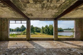 A view from inside the derelict RAF Ibsley control tower