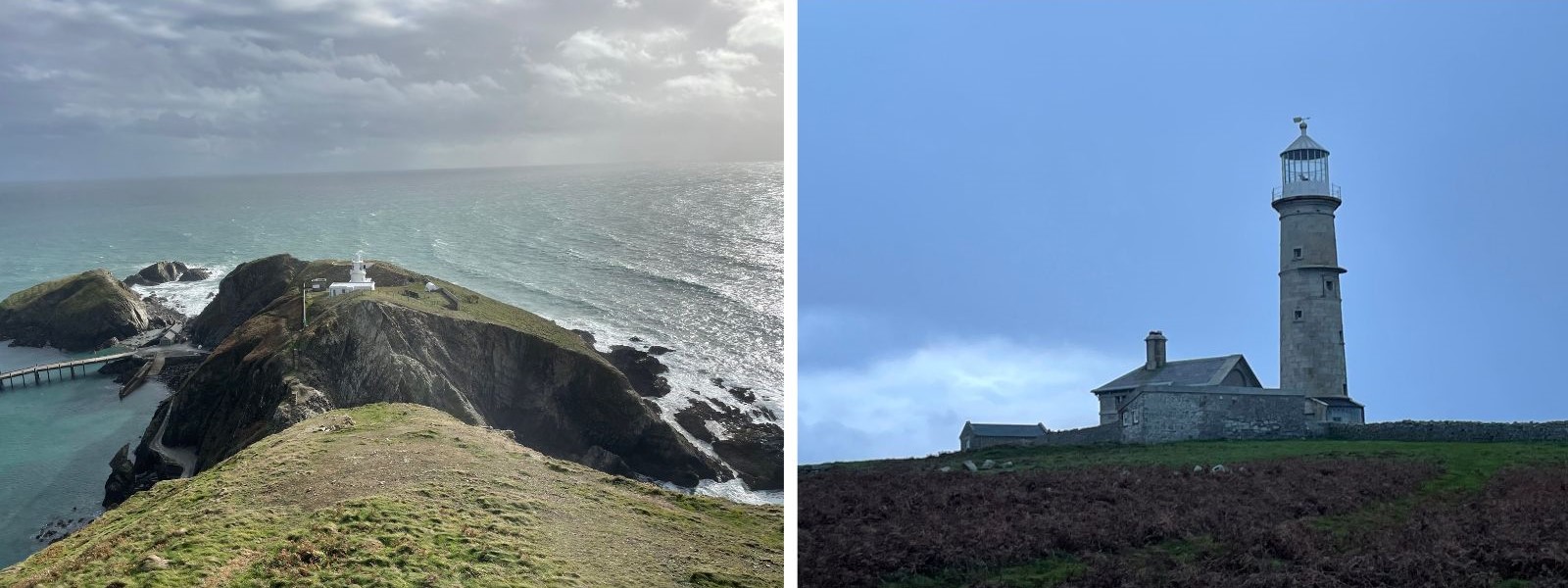 A view across the Lundy coastline and an old lighthouse