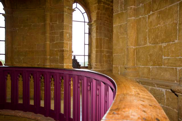 The banister at Gothic Temple.